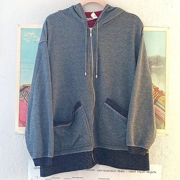Vintage 90's Y2K Blast Plus 3X Grey & Red Zip Up Skater Grunge Hoodie - Picture 1 of 5